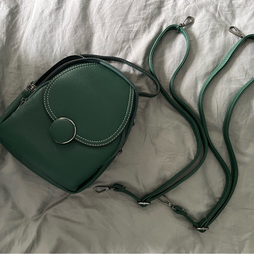 Green Leather Texture Mini Backpack, Crossbody, M… - image 5